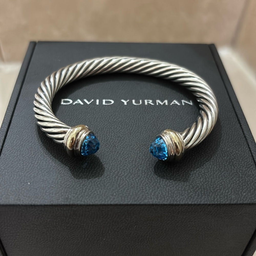 David Yurman Cable Classic Collection® Bracelet Blue Topaz & 14k Yellow Gold